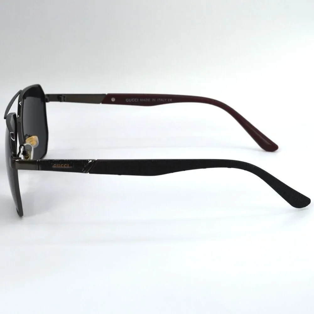 Gucci Men Aviator Sunglasses | Gunmetal/Black | Gray Lens | New | No Tags